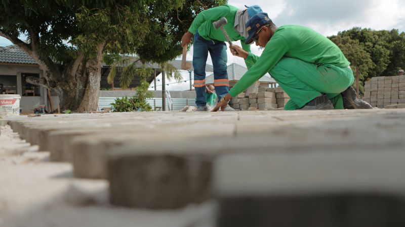 Obras na praça da Guanabara ao lado do Mercado. Fotos Diego Feitosa