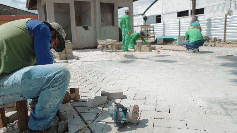 Obras na praça da Guanabara ao lado do Mercado. Fotos Diego Feitosa