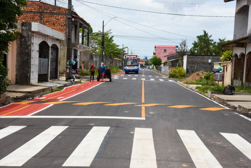 Imagens da revitalização de sinalização na Av Principal do Icuí Guajará