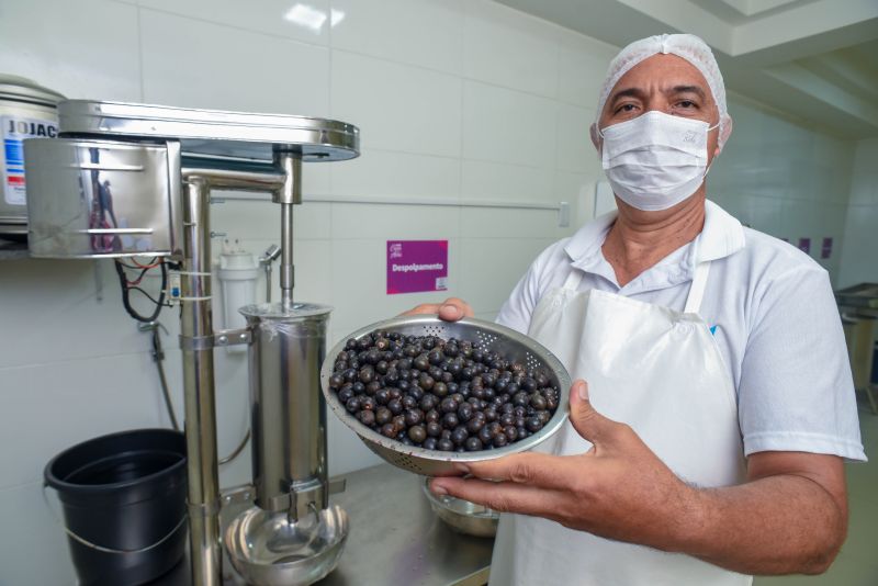 Boas práticas na manipulação do açaí, aula prática de beneficiamento na casa do açaí.