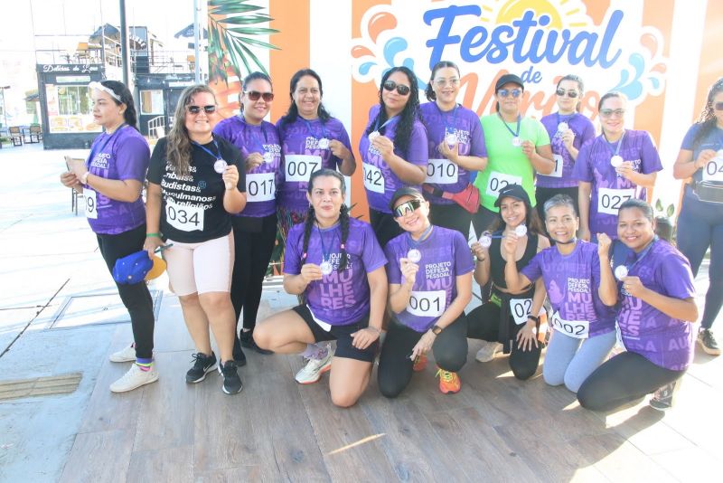 Corrida do projeto Defesa Pessoal para Mulheres (PDP-Mulheres) na Orla do Icuí