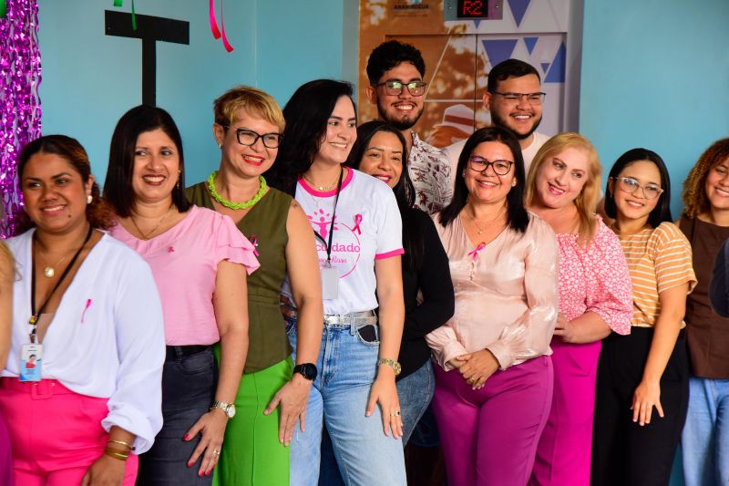Ação outubro rosa e verde na secretaria de Saúde.