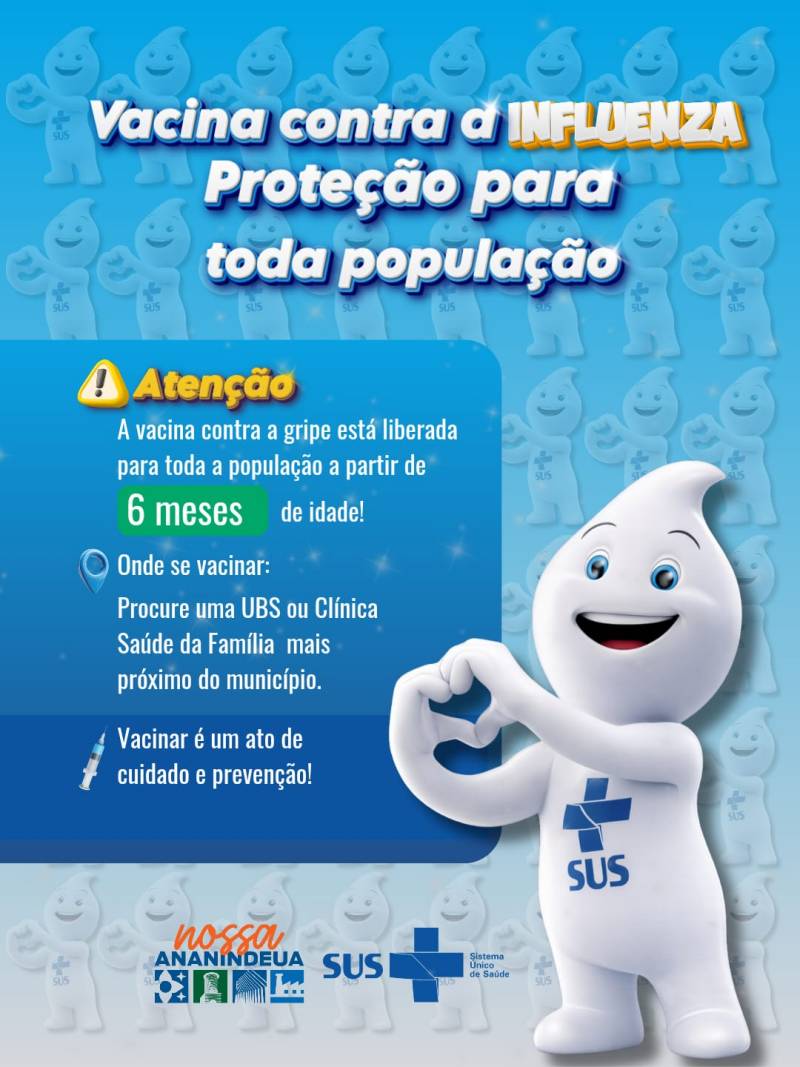 Vacinas estão disponíveis nas UBSs, clínicas da família e no posto do Shopping Metrópole.